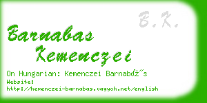 barnabas kemenczei business card